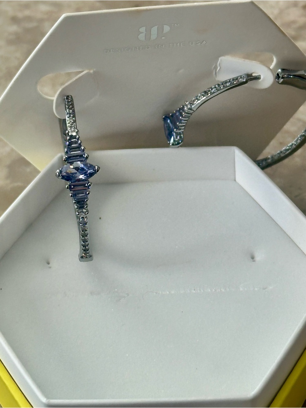 BP Bomb Party A Lifetime in Love Hoop Earrings - Light Tanzanite CZs Hematite